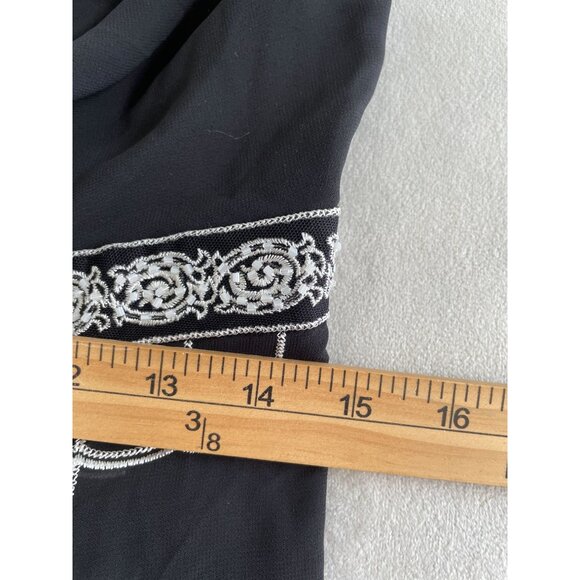 Ann Taylor Loft Sleeveless Black Dress With Silver Embroidery Size 6 Whimsigoth - Picture 6 of 8